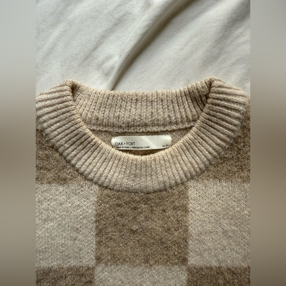 Oak + Fort Tan Checkered Crewneck Sweater - Picture 6 of 8